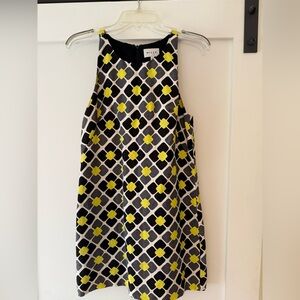 Milly Black, White and Yellow Geo Shift Dress